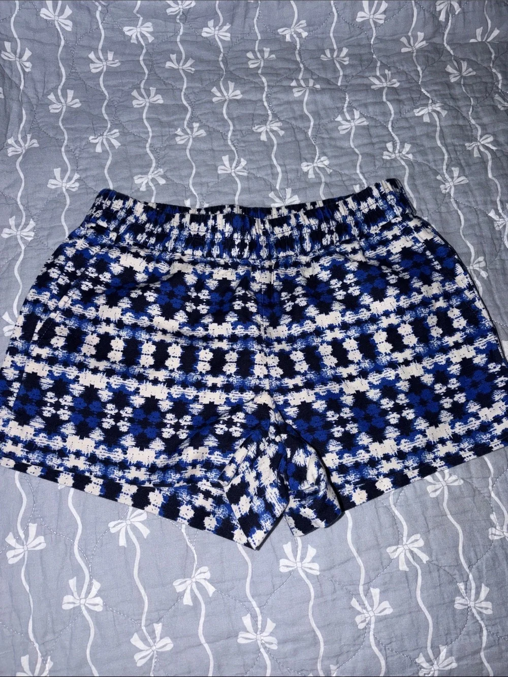 J. Crew Blue and White Patterned Linen Shorts